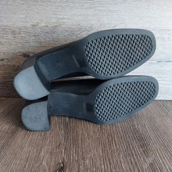 Vintage Aerosoles Black Leather Block Heel Pumps Size 10B - Picture 7 of 8